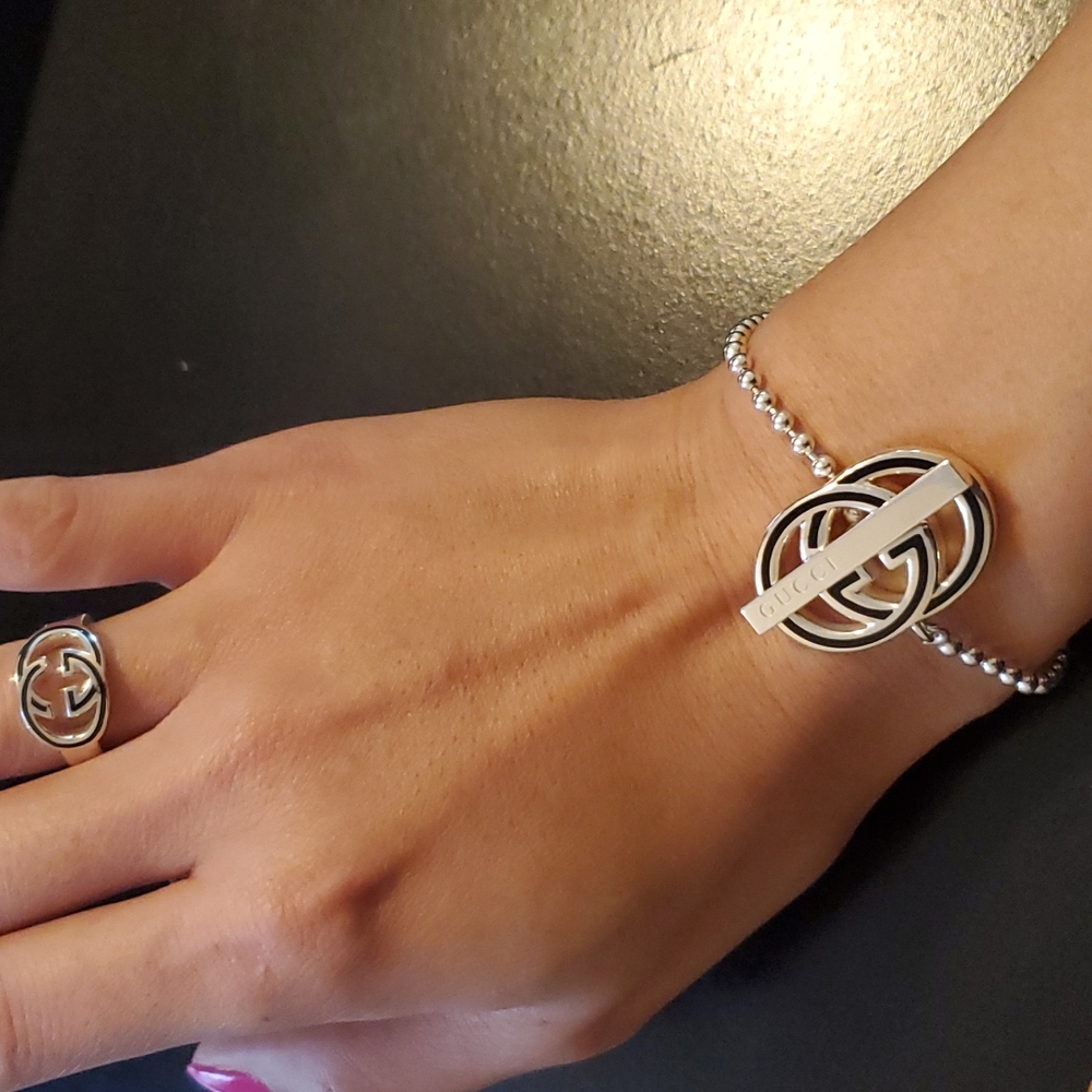 Gucci Interlocking Gg Black/Silver 925 Women's To… - image 7